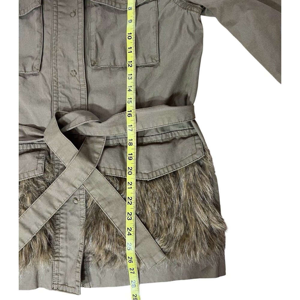 ANTHROPOLOGIE Faux Fur-Trimmed Field Parka Jacket Size XS Green Retail $188 - Picture 12 of 16